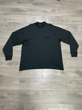 Fear of God Essentials Mock Neck Long Sleeve‎ T-Shirt Black Stretch Limo Size L